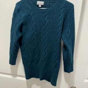Pure Collection Cashmere and Wool Women's Teal Cable Knit Sweater